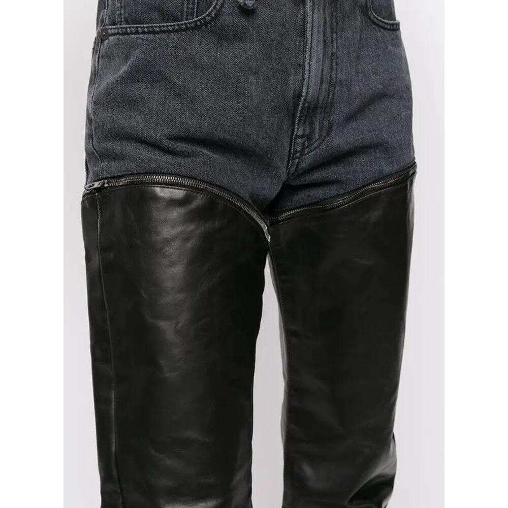 R13 Black Leather Zip Off Axl Slim Pants - Picture 4 of 16